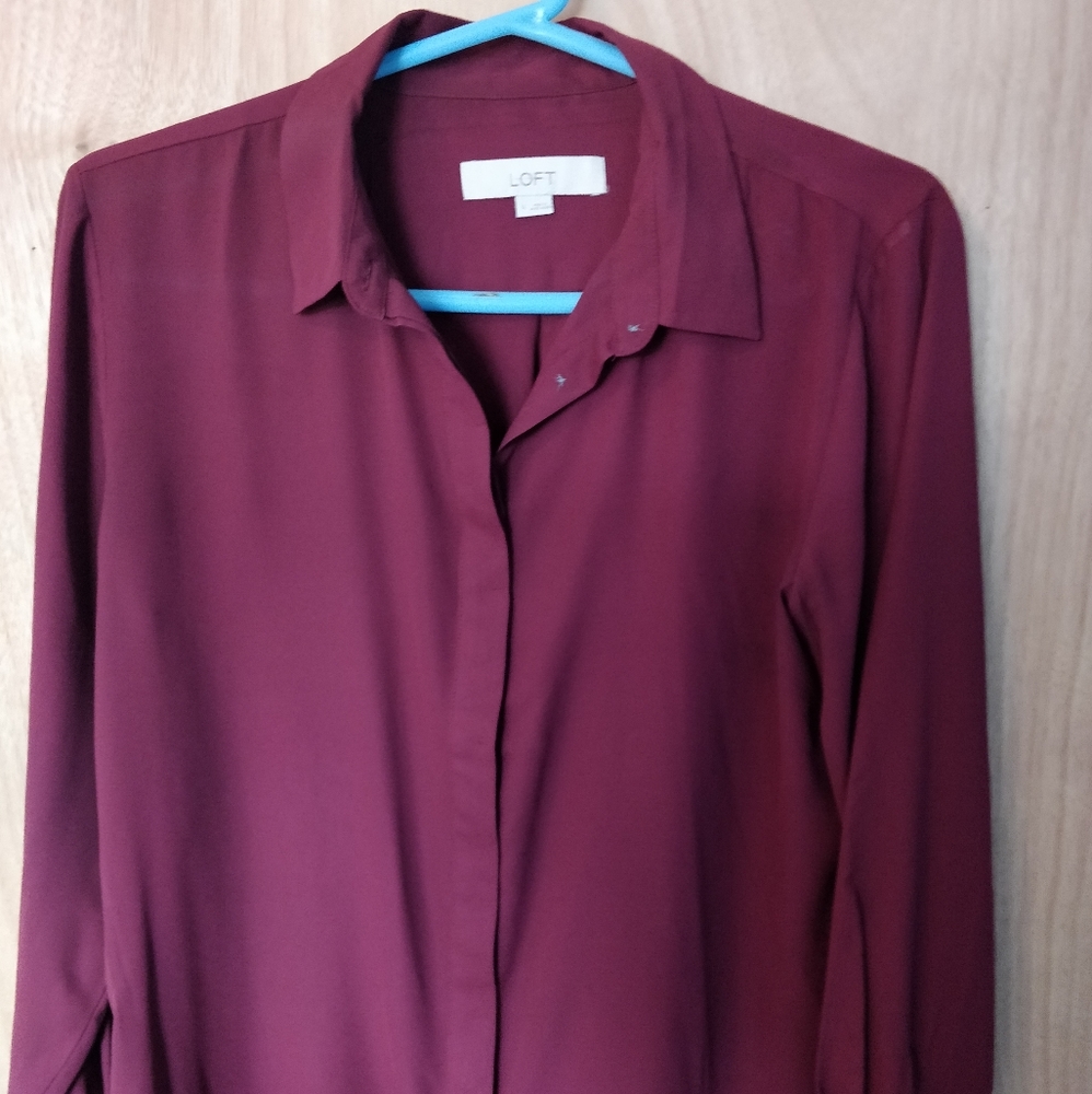 Loft Button down Shirt with Pleated Sleeves NWOT